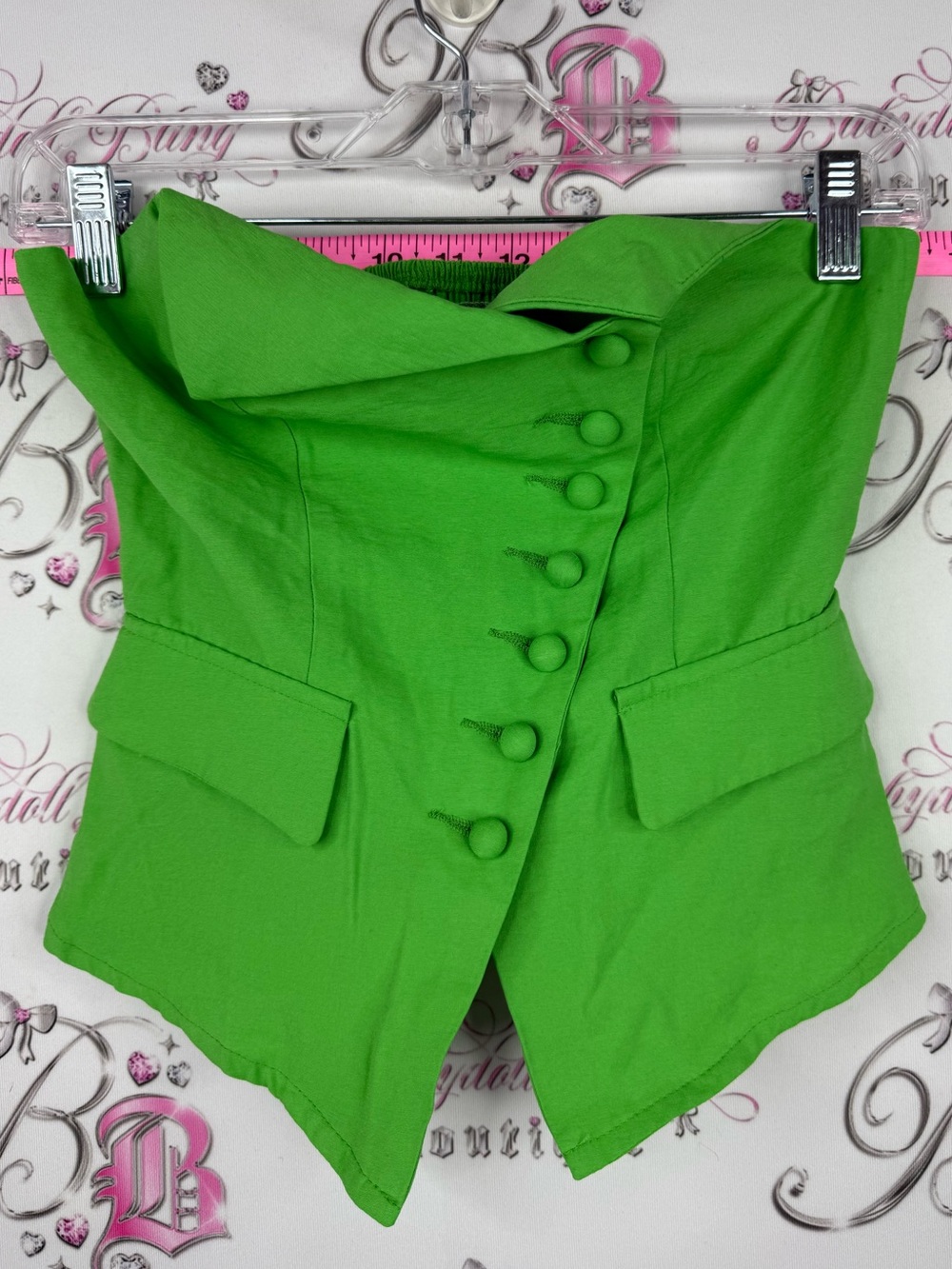 SHEIN tank strapless shirt Bright Green Strapless Corset Top with Button Front